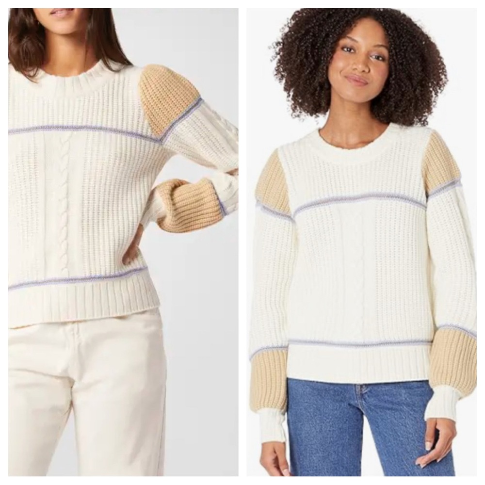 NWT! Joie Ivor Colorblock Chunky Knit Wool Sweater